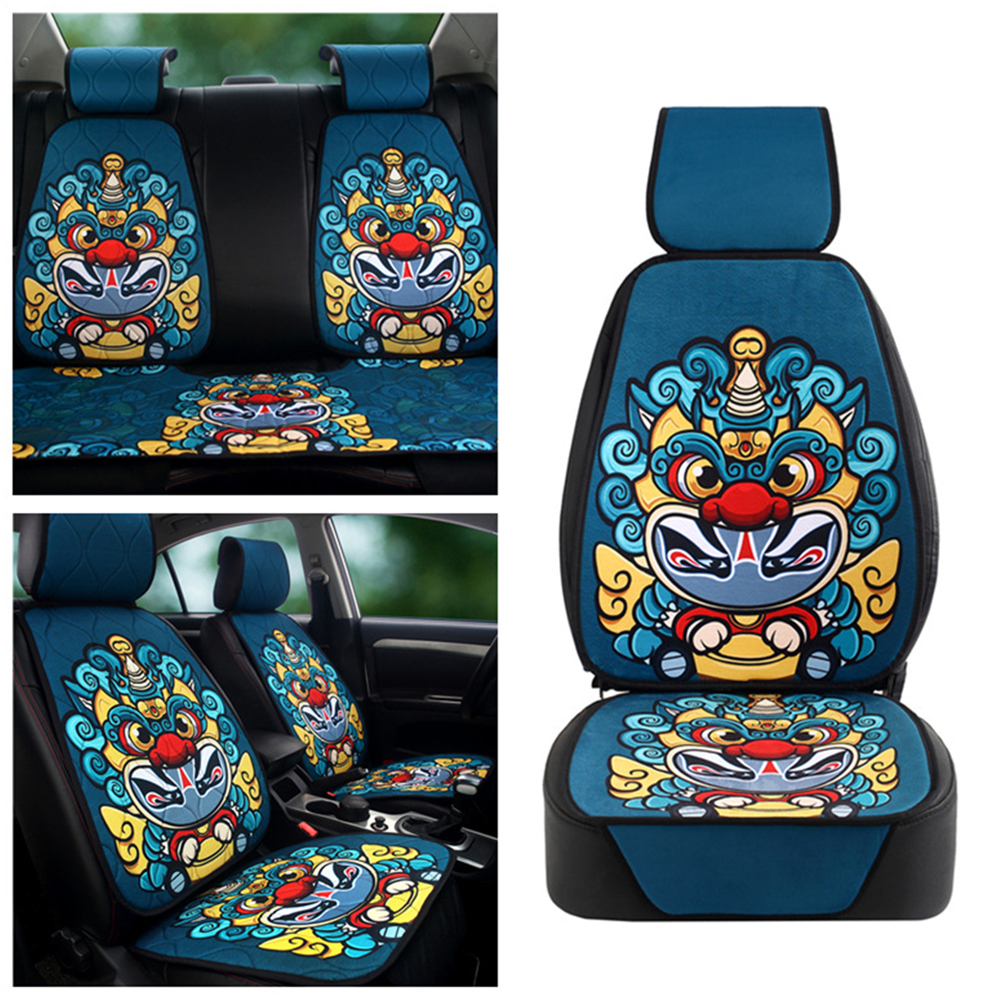 CNWAGNER Lujo Universal Cuero Lino Auto Estilo Chino Ópera de Pekín Asiento de Coche Cubierta de Asiento Completo Cojín